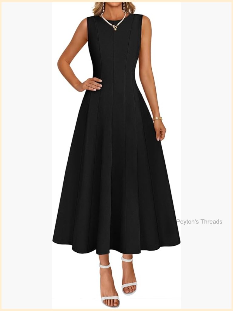 Sleeveless Cocktail Midi A-Line Dress With Pockets